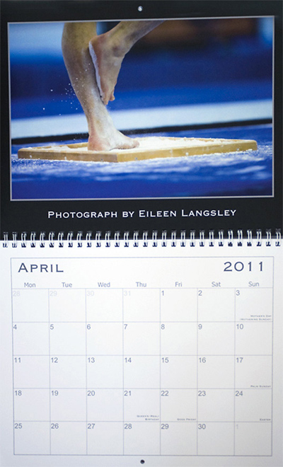 april 2011 calendar. The April page of the 2011